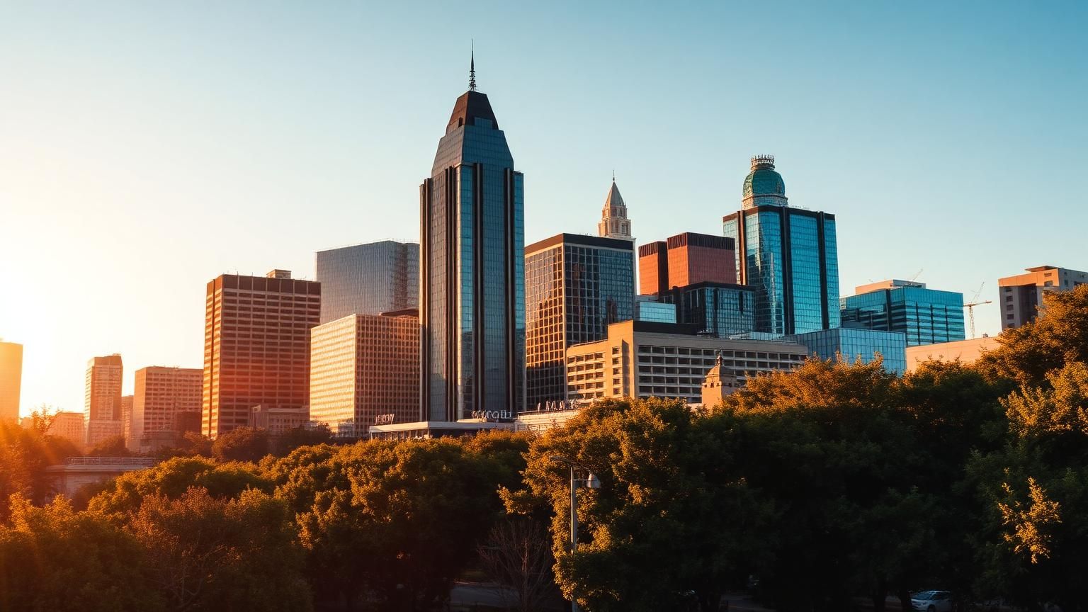 Buckhead Atlanta skyline at golden hour