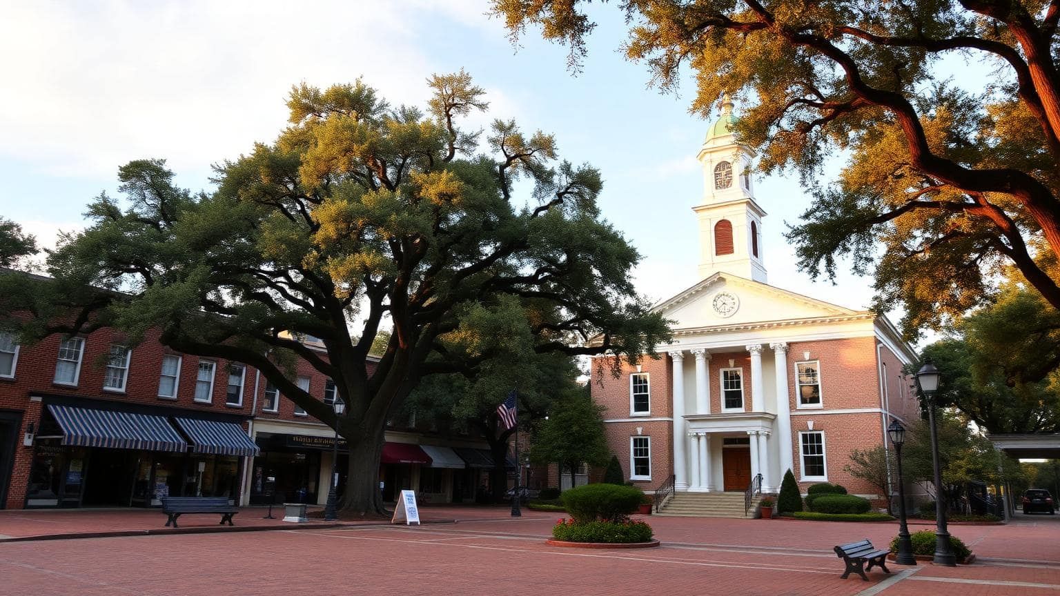 Historic Newton County courthouse square in Covington, Georgia