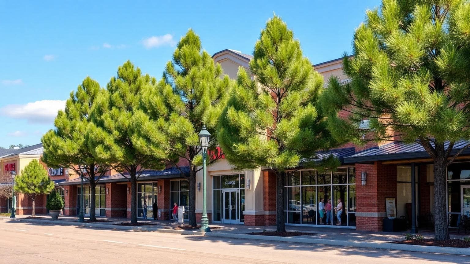 Outlet shopping center exterior in Locust Grove, Georgia