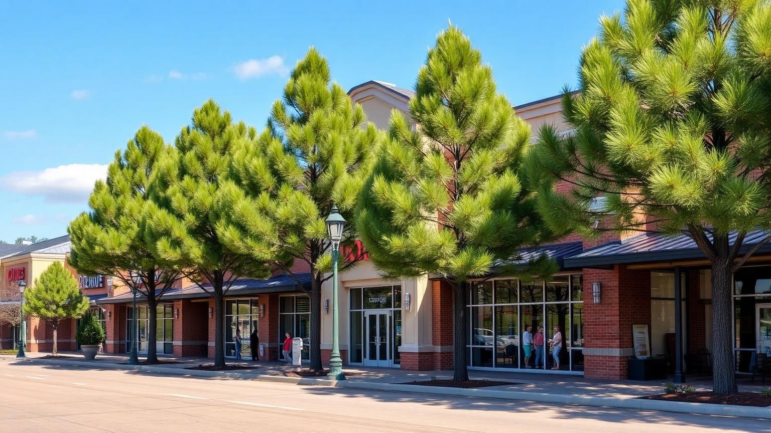 Outlet shopping center exterior in Locust Grove, Georgia